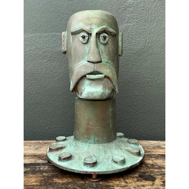 Wood Vintage Steampunk Patinated Resin Bust of Man For Sale - Image 7 of 14