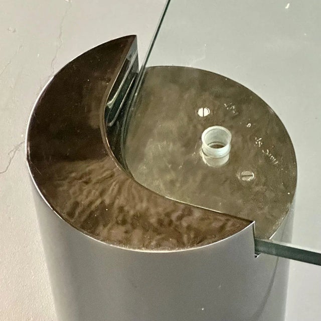 Charcoal Signed Large Mid-Century Karl Springer Coffee / Cocktail Table, Gunmetal, Brass For Sale - Image 8 of 13