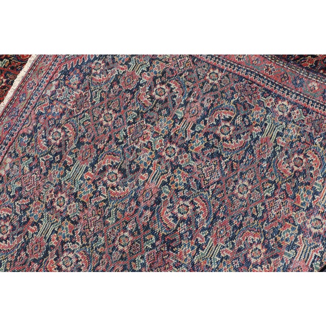Antique Faraghan Fine Persian Rug in Navy Color Background and Jewel Tones 2'10 X 5'6 For Sale - Image 11 of 11