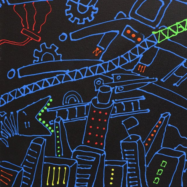 Original Black and Colorful Artwork by R Hunt, ''Space Junk 15'' For Sale - Image 4 of 9