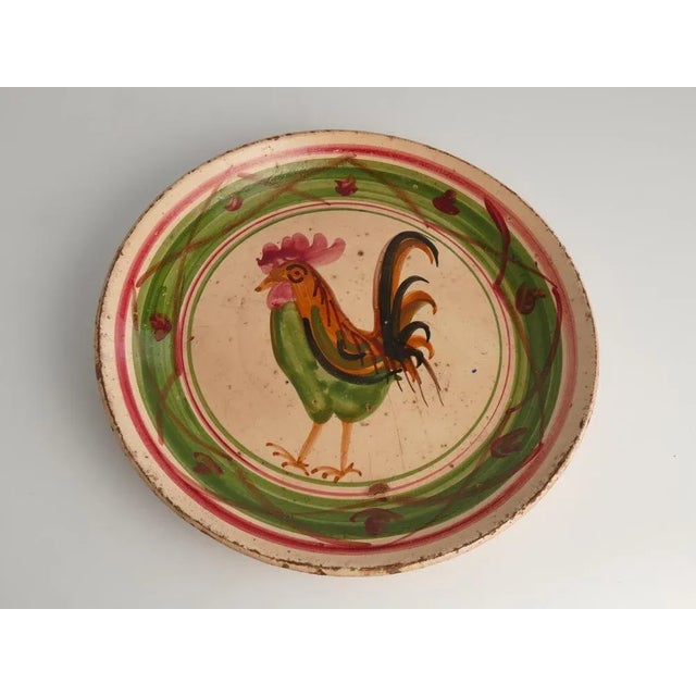 19th Century Swedish Folk Art Milk Bowl with Rooster Motif For Sale - Image 3 of 10