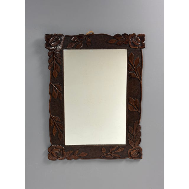 Antique Hand-Carved Wall Mirror with Floral Roses, 1890s For Sale - Image 12 of 17