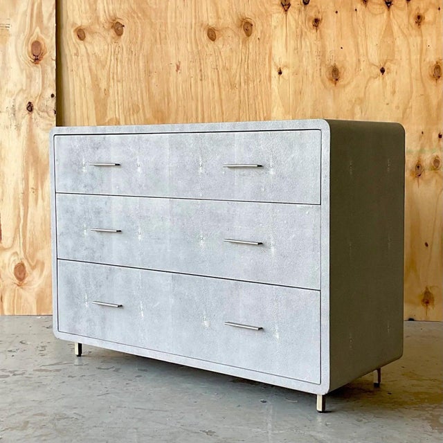 Interlude Home Vintage Boho Interlude “Calypso” Faux Shagreen Chest Zoe Drawers For Sale - Image 4 of 11