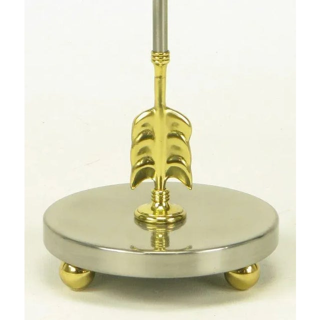 Metal Italian Empire Style Brushed Steel & Brass Candelabra - a Pair For Sale - Image 7 of 10