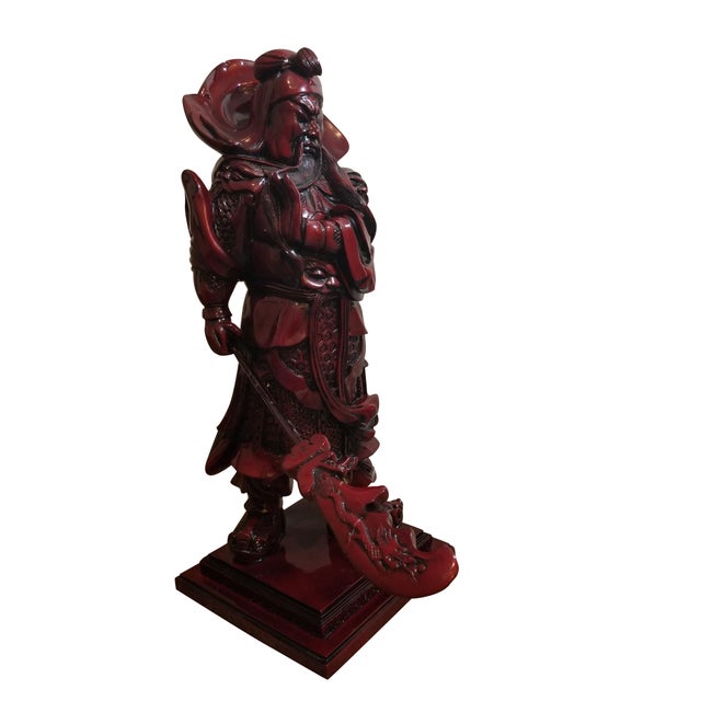 Late 20th Century Vintage Chinese General Guān Yǔ Warrior Statue Sculpture Figurine For Sale - Image 5 of 11