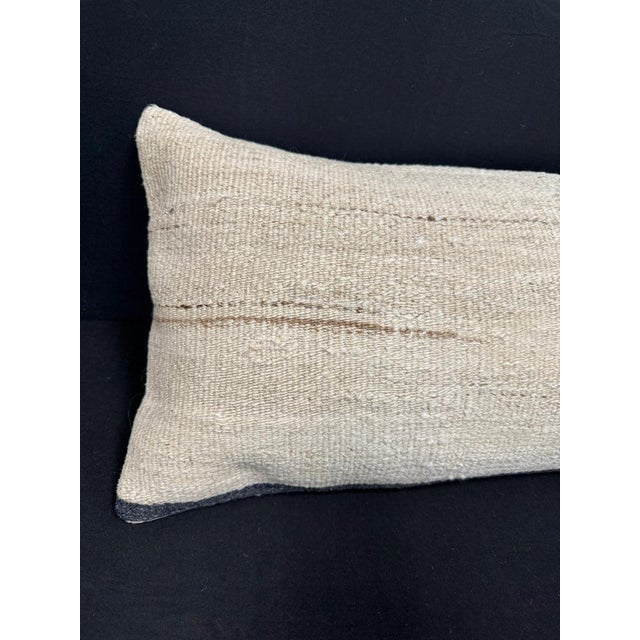 Turkish Hemp Pillow Cushion Natural Beige Black Cushion Cover 14"x40" #30433 Enhance your home decor with our Kilim Pillow...
