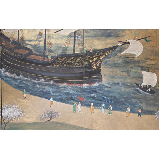 "Nanban Ship at Arrival", Early to Mid Showa Era Japanese Byobu Screen For Sale - Image 14 of 18