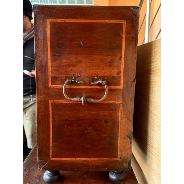 Early 19th Century Spanish Walnut Bargueño Cabinet on Stand With Iron Stretcher For Sale - Image 9 of 17
