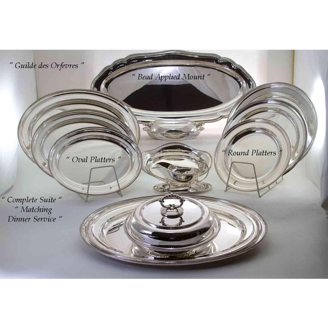 1970s 1970s Silverplate Dinner Service Imperial Suite of 15 Piece Matching Set With Bead Applied Border For Sale - Image 5 of 13