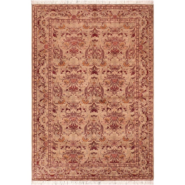 Shabby Chic Floral 1990's Pak-Persian Taupe/Red Wool Rug - 6'1'' X 9'4'' For Sale - Image 9 of 9