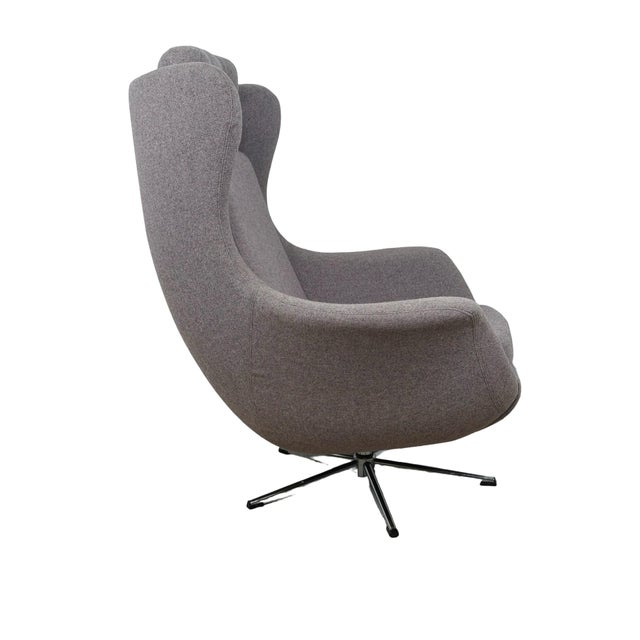 Modern Mid-Century Style High-Back Swivel Wing Lounge Chair For Sale - Image 10 of 18