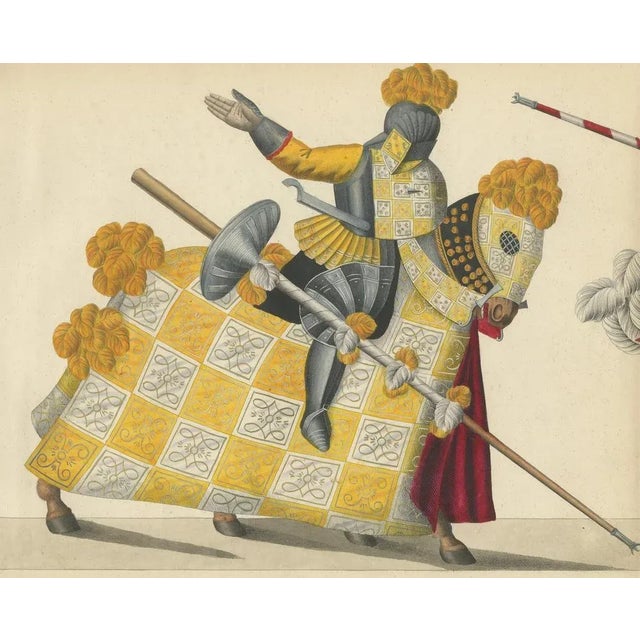 Mid 19th Century Von Reibisch, Ornate Jousting Knights with Heraldry, 1842, Print For Sale - Image 5 of 6