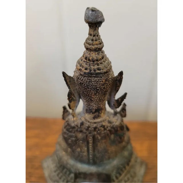 Early 20th Century Antique Bronze Gilt Thai Rattanakosin Buddha From Thailand For Sale - Image 5 of 5