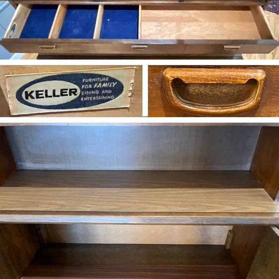 Brown MCM Walnut Dining Cabinet Hutch by Keller Furniture Circa 1969 For Sale - Image 8 of 12