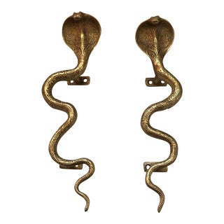 Hollywood Regency Gold Cobra Door Handles- a Pair For Sale