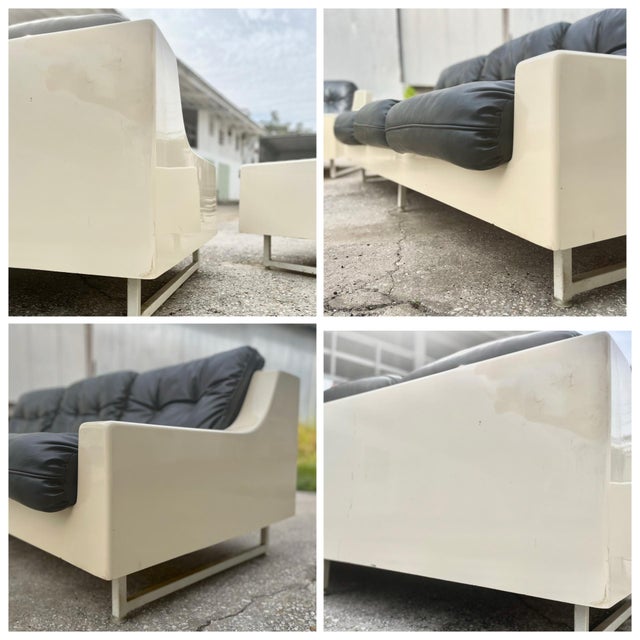 Mid Century Modern Sofa Set in Fiberglass With Black Tufted Cushions | Homecrest Style c.1960s For Sale - Image 13 of 18