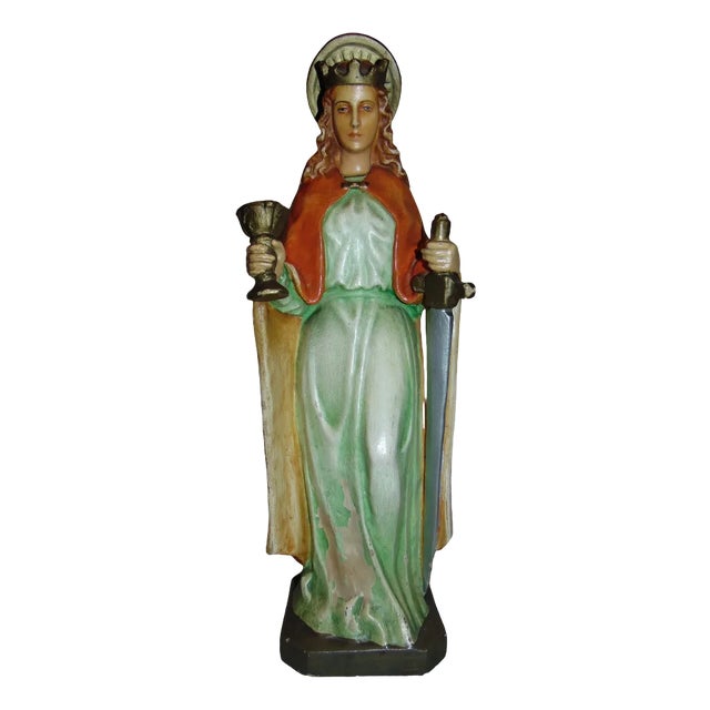 Pre-War Plaster Figure of Saint Jadwiga the Queen, 1920s For Sale