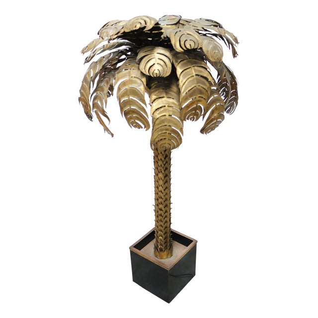 Large Vintage Palm Floor Lamp by Christian Techoueyres for Maison Jansen, 1970 For Sale