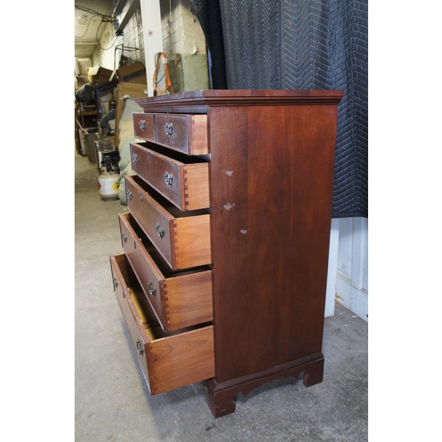 Late 20th Century Craftique Chippendale Mahogany Tallboy Dresser Chest of Drawers 48" For Sale - Image 4 of 13