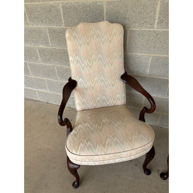 Traditional Hickory Chair Mahogany Gooseneck Georgian Style Fireside Chairs - A Pair For Sale - Image 3 of 15