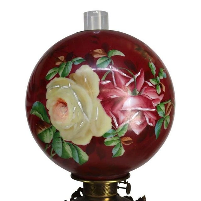 Metal 19th Century Bradley & Hubbard Victorian Brass, Bronze, Marble & Glass Figural Oil Lamp For Sale - Image 7 of 14