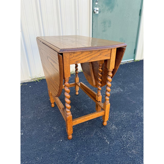 Wood Early 1900's English Oak Barley Twist Oval Gate Leg Table For Sale - Image 7 of 12