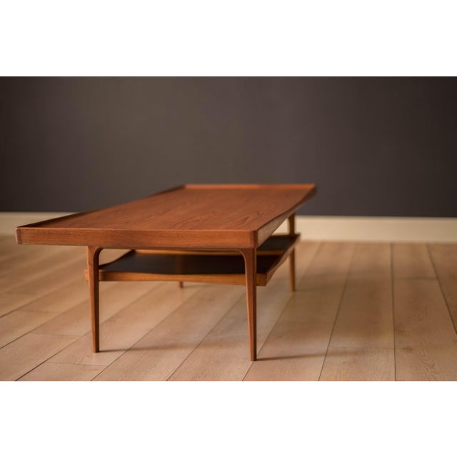 Brown Vintage Danish Teak Two-Tier Coffee Table by Poul Jensen for Selig For Sale - Image 8 of 18