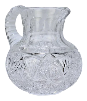 Small Antique Squat Cut Glass Juice or Cocktail Pitcher