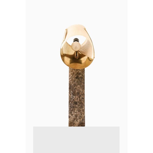 2020s Lorian Table Lamp in Brass, Fabric and Marble by Erik Bratsberg, 2021 For Sale - Image 5 of 12
