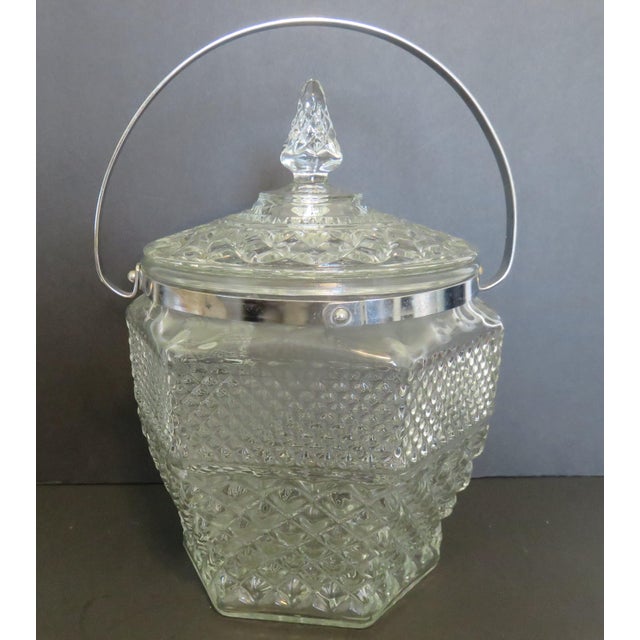 Anchor Hocking Wexford Pattern Glass Ice Bucket or Cookie Jar w/Lid Vintage Fantastic vintage condition. No chips, flea...