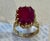 7.5 Carat Cushion Shape Treated Ruby 14 Karat Yellow Gold Ring For Sale - Image 14 of 18