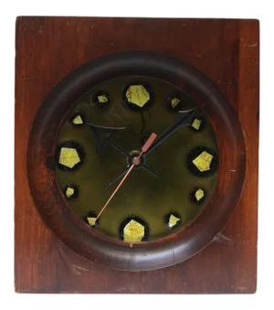 Ernest Sohn Staved Teak and Enamel Clock
