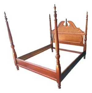 King Size Stanley Furniture Cherry Wood Chippendale Style Bed - Made in North Carolina in 1998