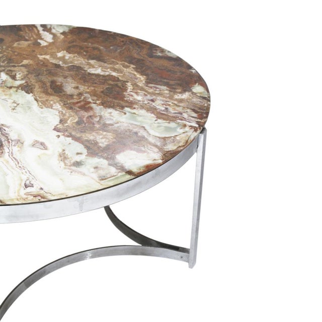 Circular Onyx Coffee Table with Steel Frame, Italy, 1990 For Sale - Image 4 of 11