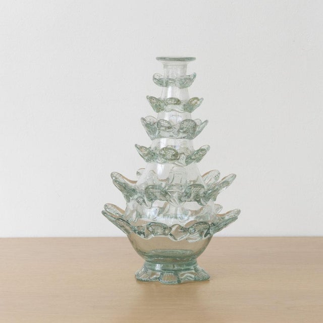 1930s Spanish Scalloped Glass Bud Vase For Sale - Image 4 of 9