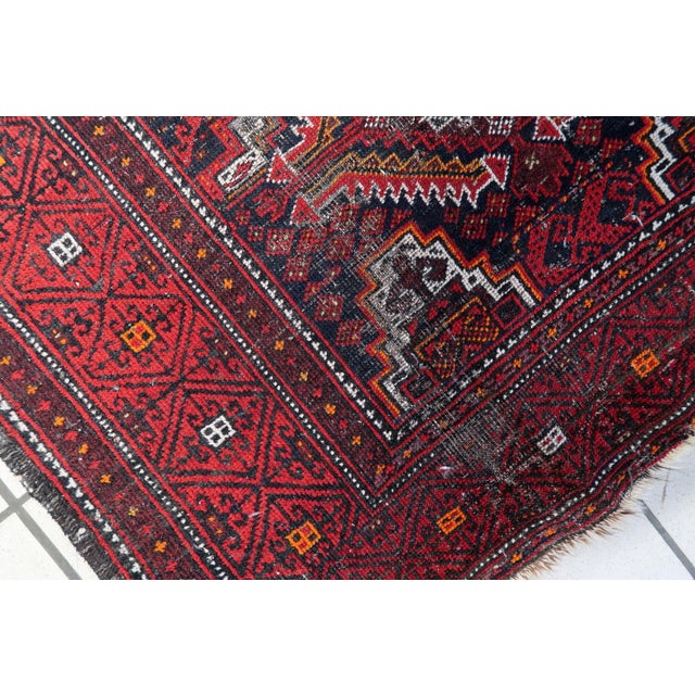 1920s 1920s, Antique Afghan Baluch Handmade Rug 3.1' X 6' For Sale - Image 5 of 14