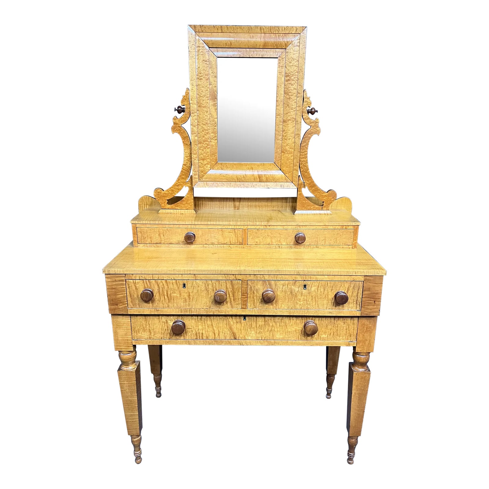 Tiger & Birdseye Maple Empire Vanity | Chairish