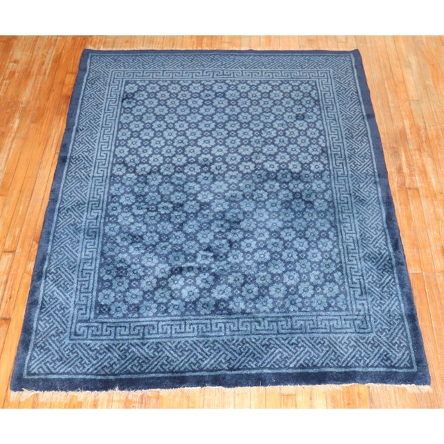Mid-Century Modern Vintage Blue Tibetan Plush Pile Accent Size Rug - 5'4" x 7'3" For Sale - Image 3 of 7