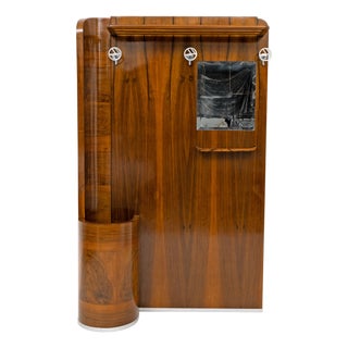 Italian Art Deco Walnut Entry Hall Stand with Integrated Umbrella Holder, 1930 For Sale