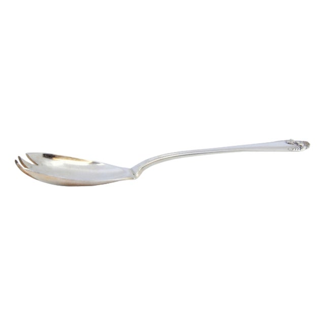 Silver Spaghetti Spoon with Grooves on the Shell and Handle For Sale