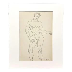 Vintage Male Erotica, Pencil on Paper Figure Study by Artist Harold Haydon