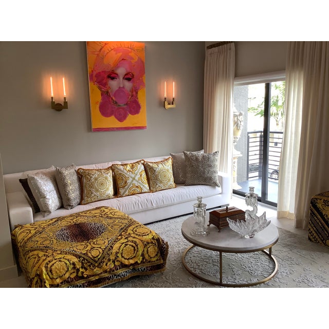 Metal Alterier Versace Custom Made Barocco Animal Print Velvet Throw - 55”55” For Sale - Image 7 of 13