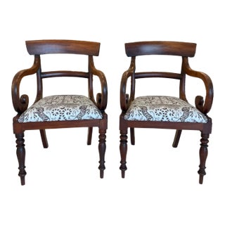 Early 19th-Century Antique Regency Mahogany Accent Chairs, Pair For Sale