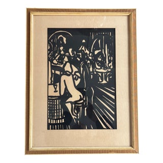 Jan Kuhr, Figurative Composition, 1955, Linocut, Framed For Sale