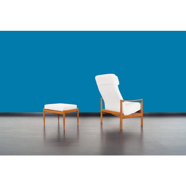 Mid-Century Modern Teak Reclining Lounge Chair and Ottoman, 1960s For Sale In Los Angeles - Image 6 of 13