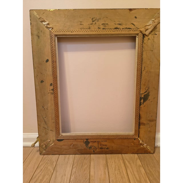 Wood Vintage Chunky Carved Frame Gold Highlights For Sale - Image 7 of 7