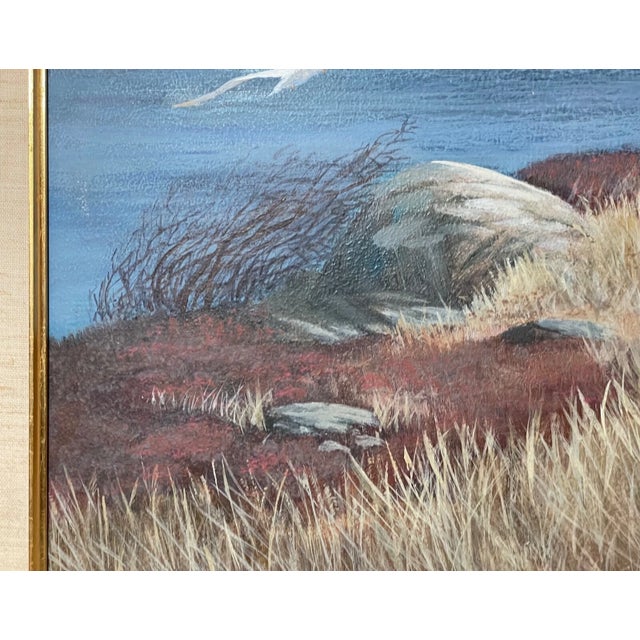 Paint Vintage Original Realism Ziol Nautical Coast Shore House Seagull Oil Painting For Sale - Image 7 of 10