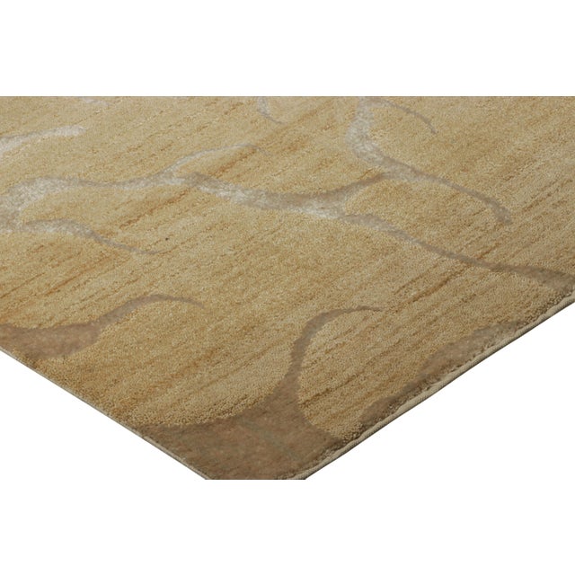 Rug & Kilim's Contemporary Square Rug in Beige-Brown With Muted Gold Patterns For Sale In New York - Image 6 of 8