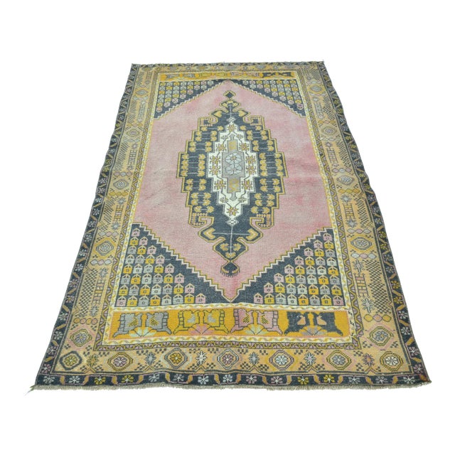 1960s Vintage Turkish Area Rug For Sale