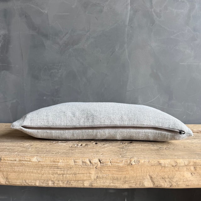 Belgian Otis Linen Lumbar Pillow in Snow 12 X 20 Inch With Insert For Sale In Los Angeles - Image 6 of 6